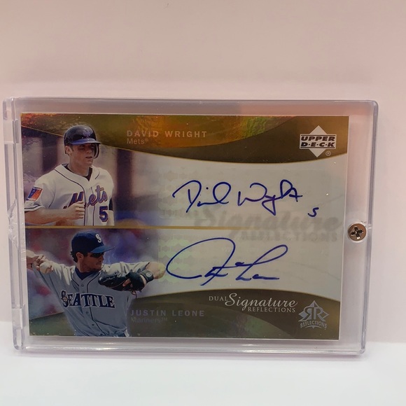 2005 UD Relections Duel Auto David Wright / Justin Leone...
